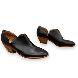 Madewell Gloria Split Leather Bootie Black 9M Boot 2” Heel Low Cut